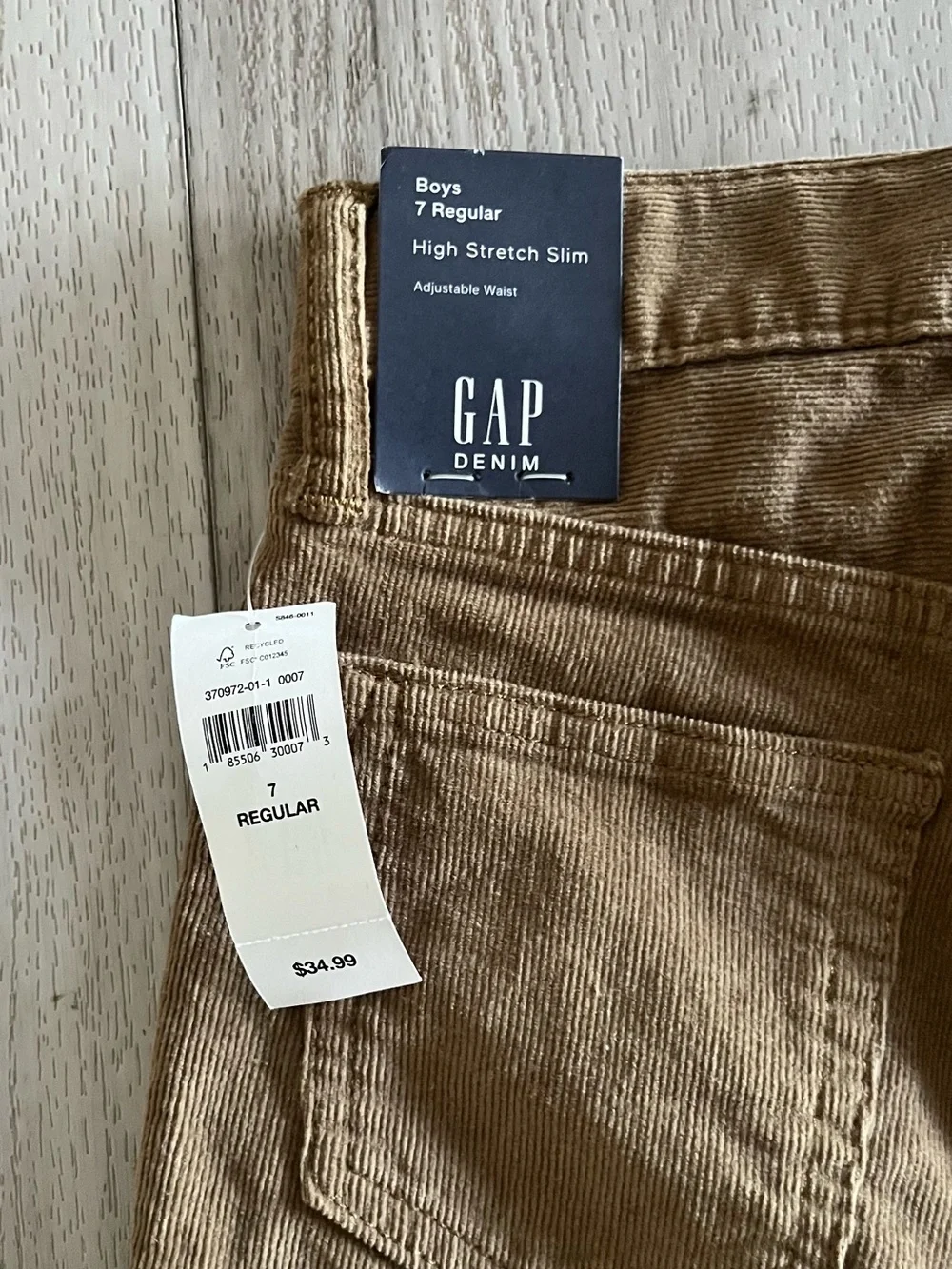 GAP Boys High Stretch Slim Corduroy Pants in Tan